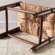 Stool bench wood and straw vintage bohemian spirit