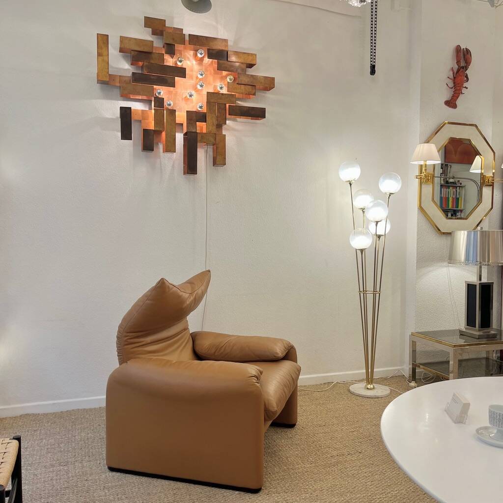 Maralunga Armchair cognac leather Cassina 1970s