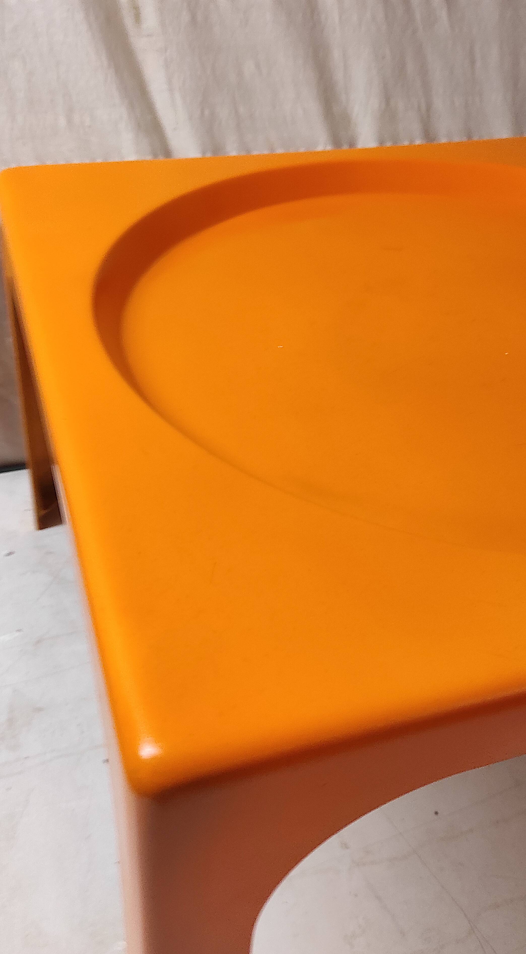 Orange fiberglass coffee table - 70s