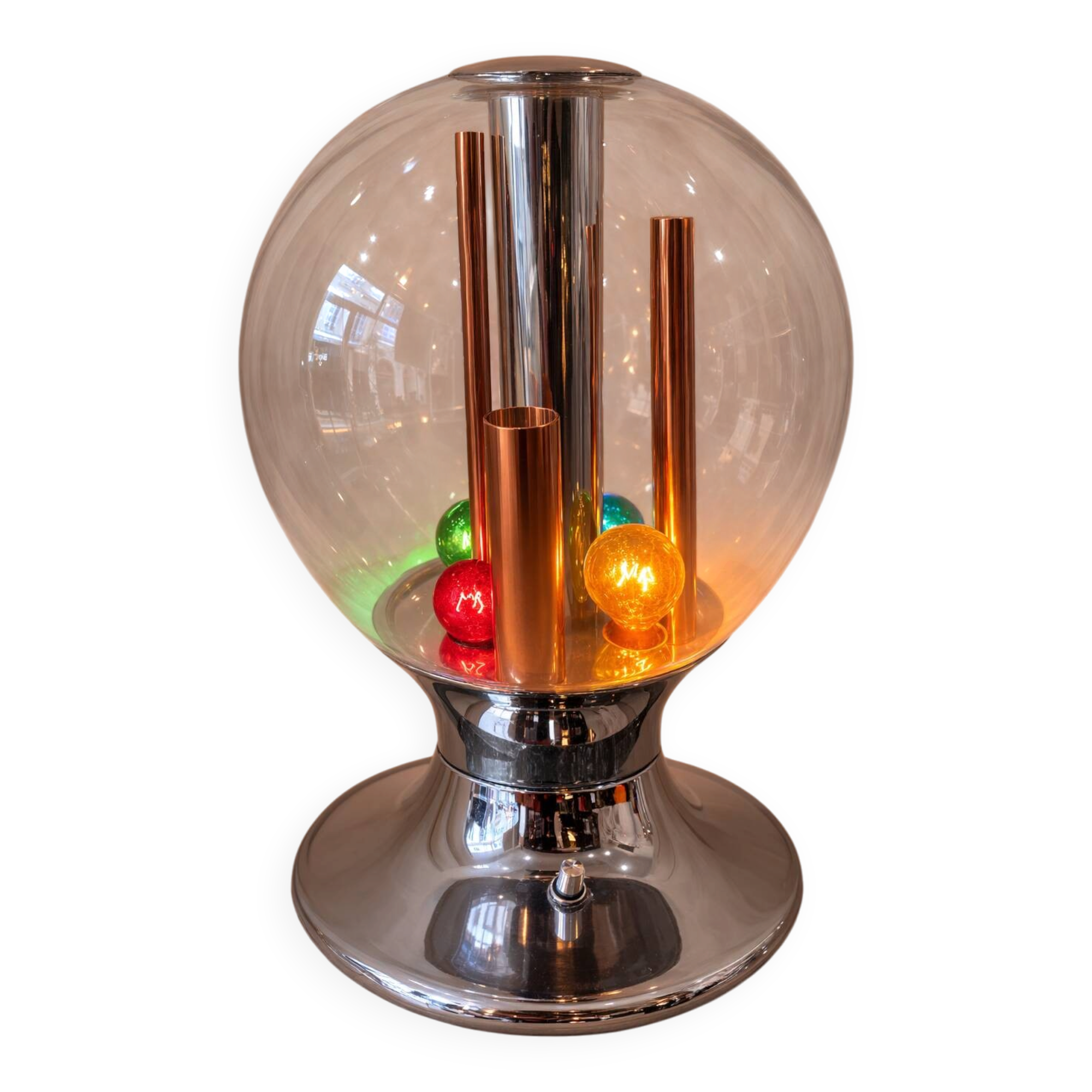 Lampe de Bureau en Verre et Chrome de Selenova, Italie, 1970