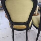 Set of 2 vintage Louis XV style chairs – Green velvet & black wood