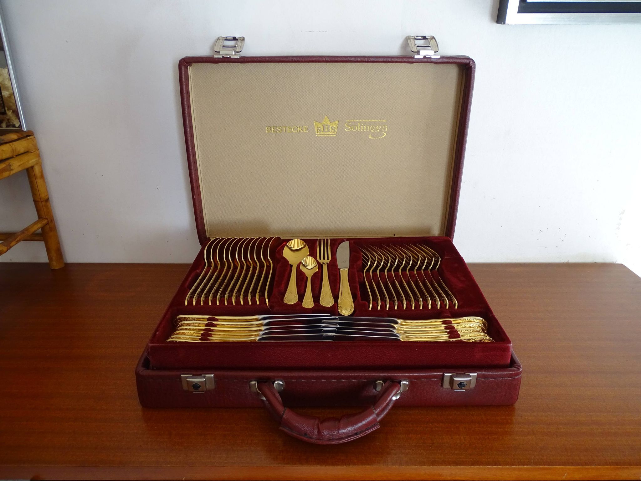 Ménagère Bestecke Solingen 70 pieces gold plated 24 carat for 12 people