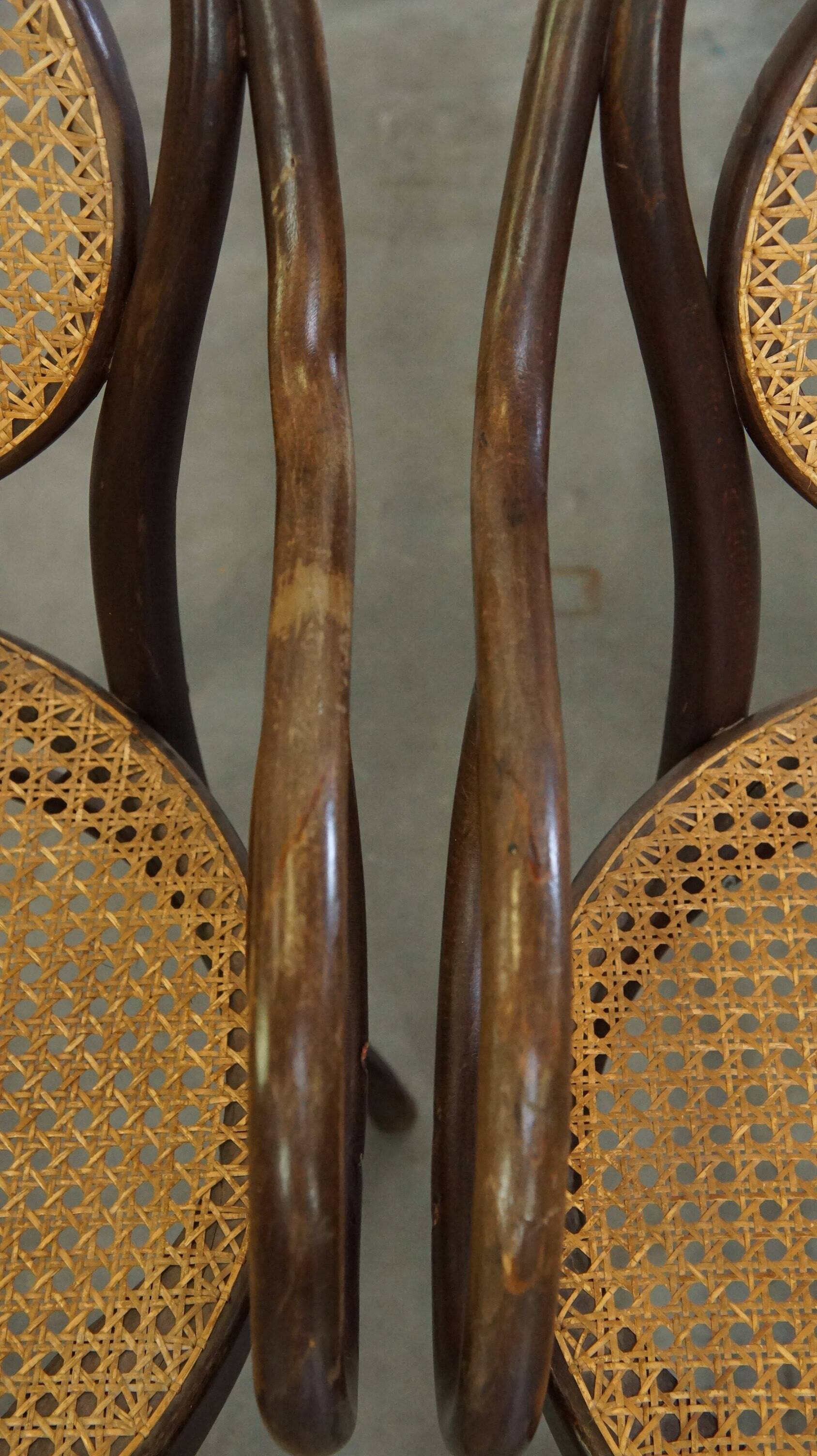 Very elegant, characterful, and graceful set of 4 Art Nouveau design bistro chairs