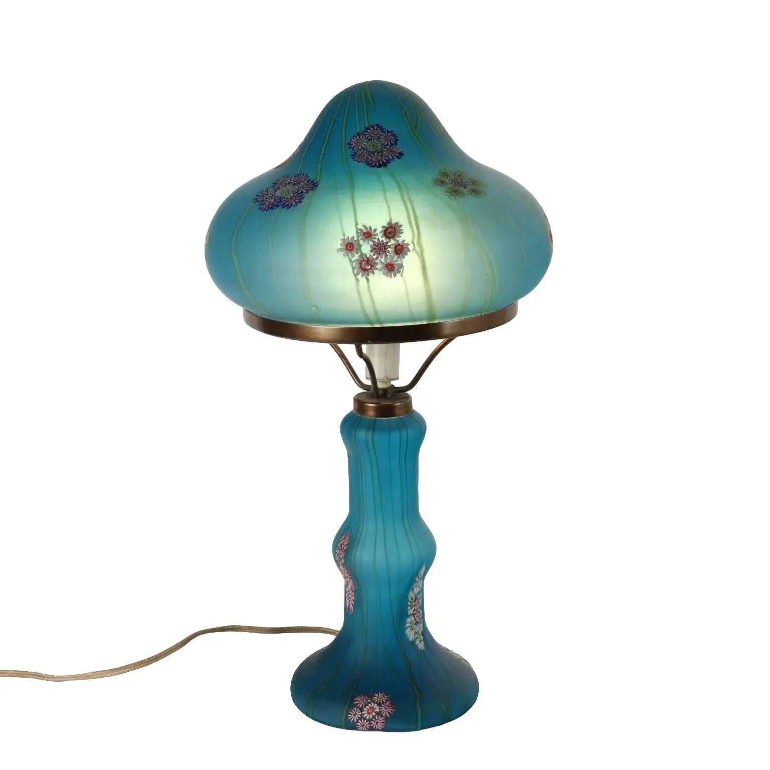 Lampe de table vintage années 1950 Millefiori par F.lli Toso en verre, Italie