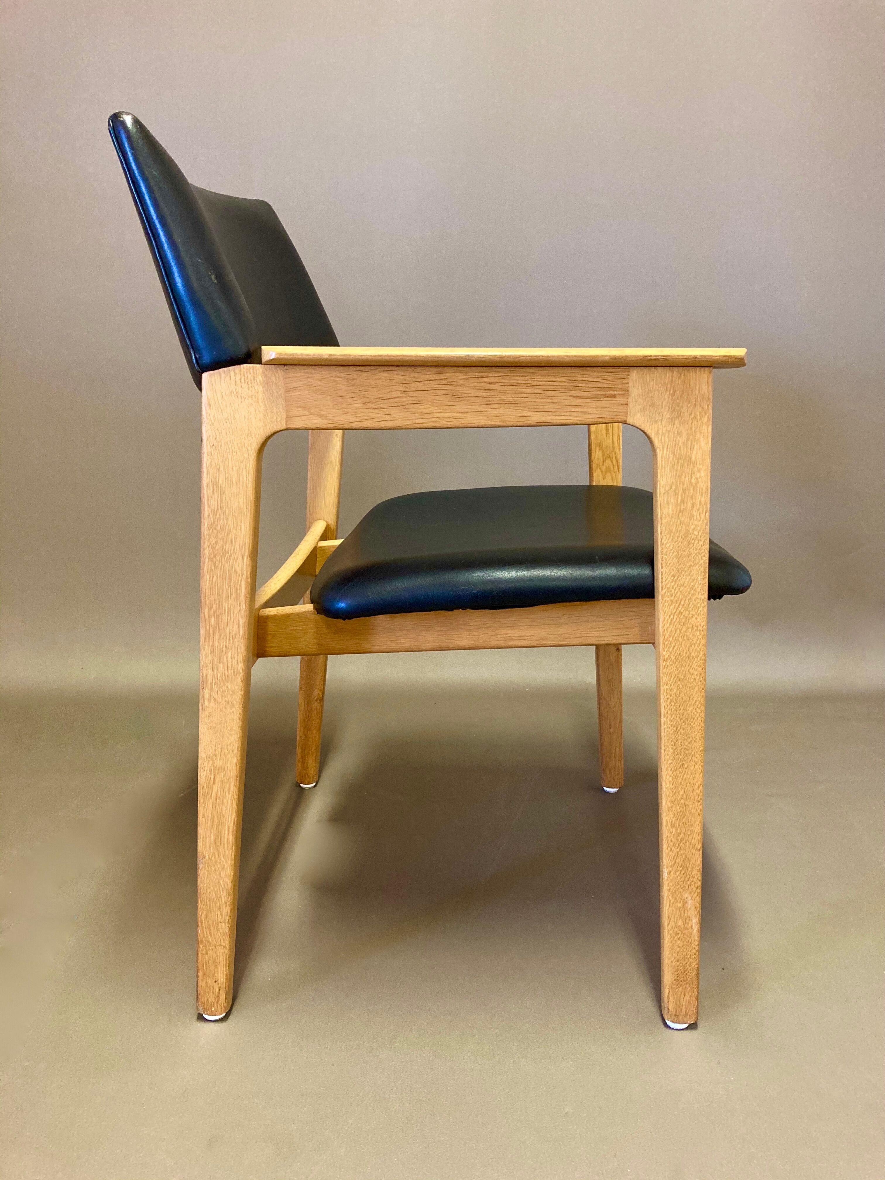 Black leather armchair scandinavian 1950