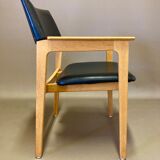 Black leather armchair scandinavian 1950