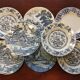 8 blue & white dinner plates (Royal Tudor Gien Lunéville Ceraminter)