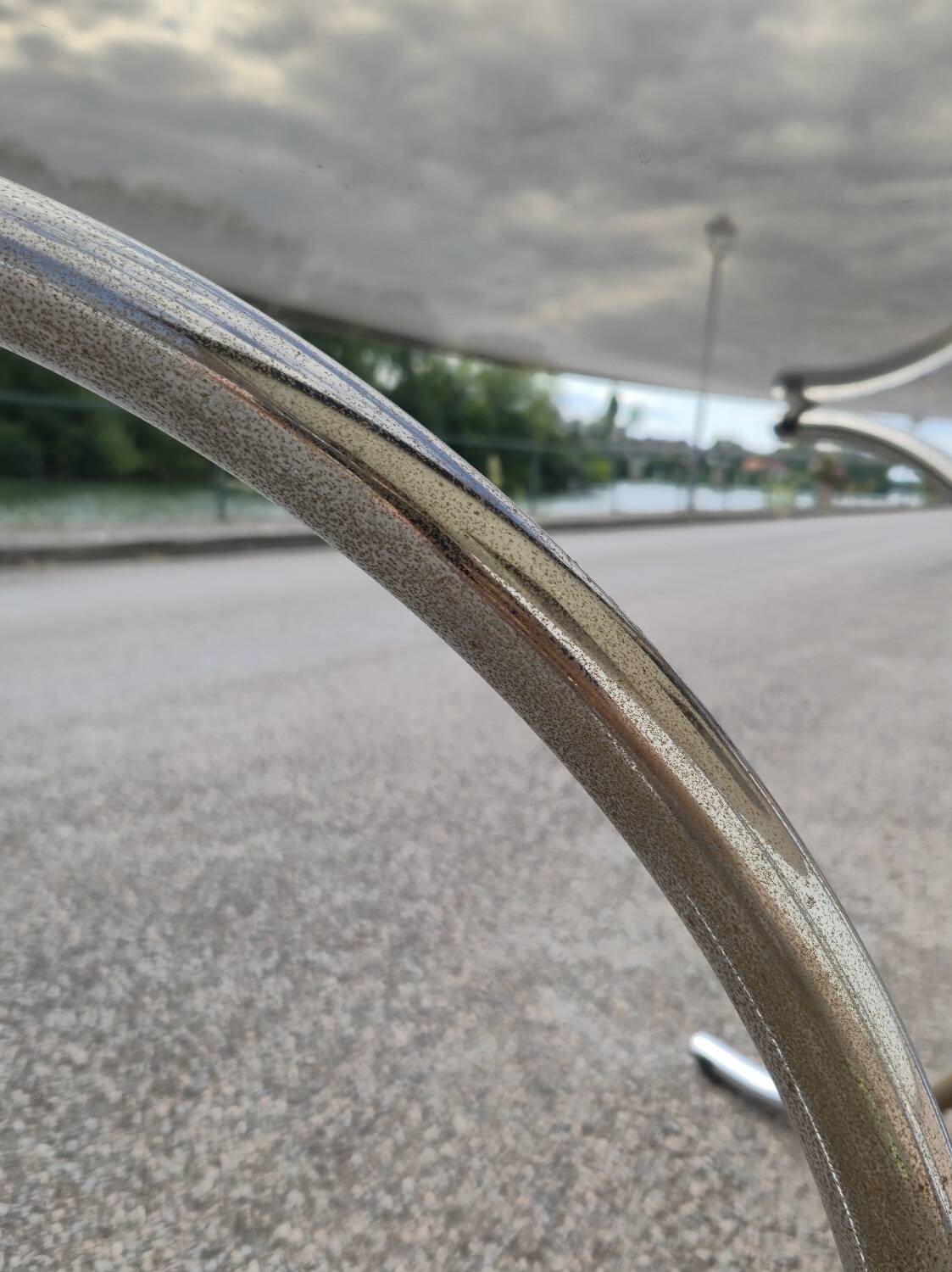 Vintage oval design table in smoked glass and chrome legs