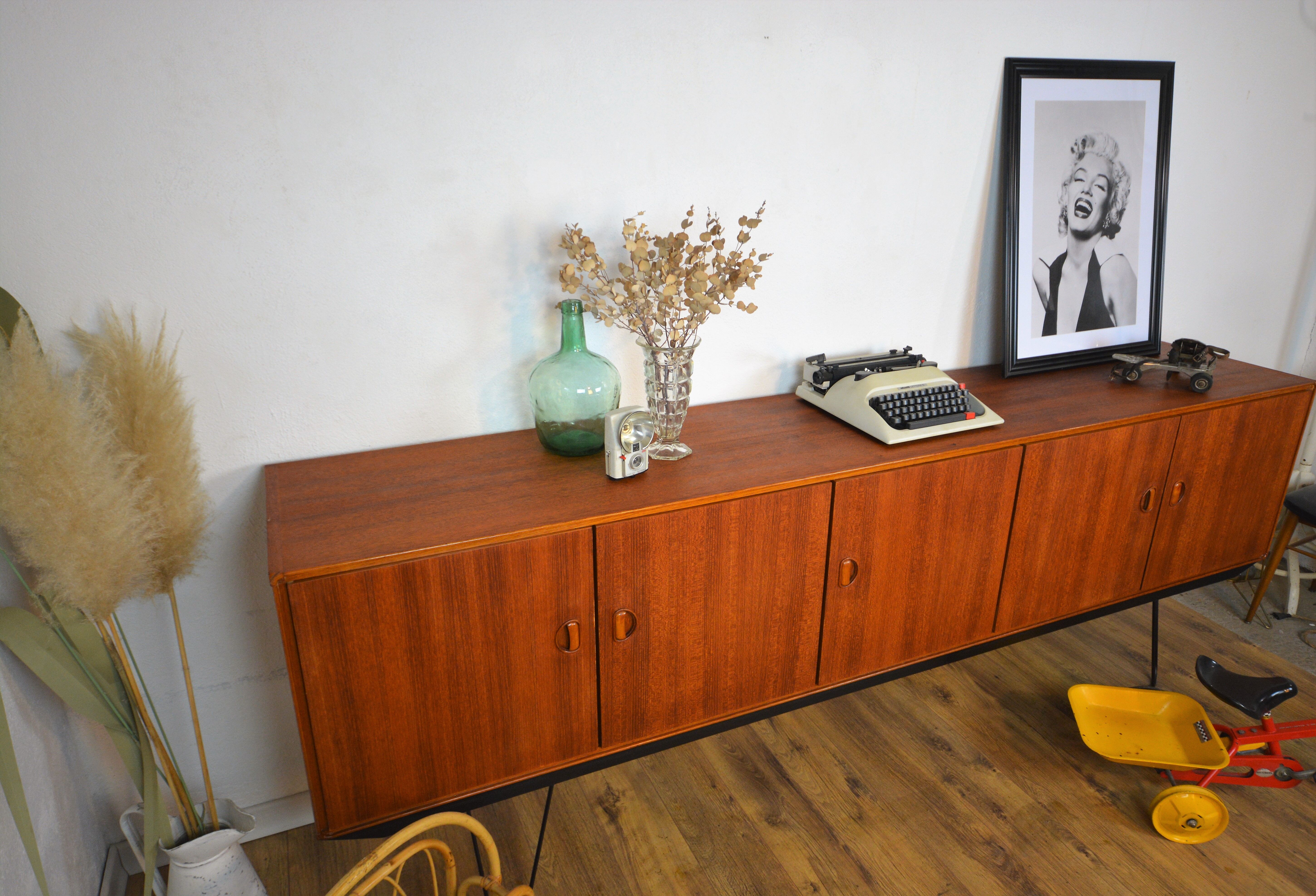 Scandinavian sideboard Fristho teak and metal