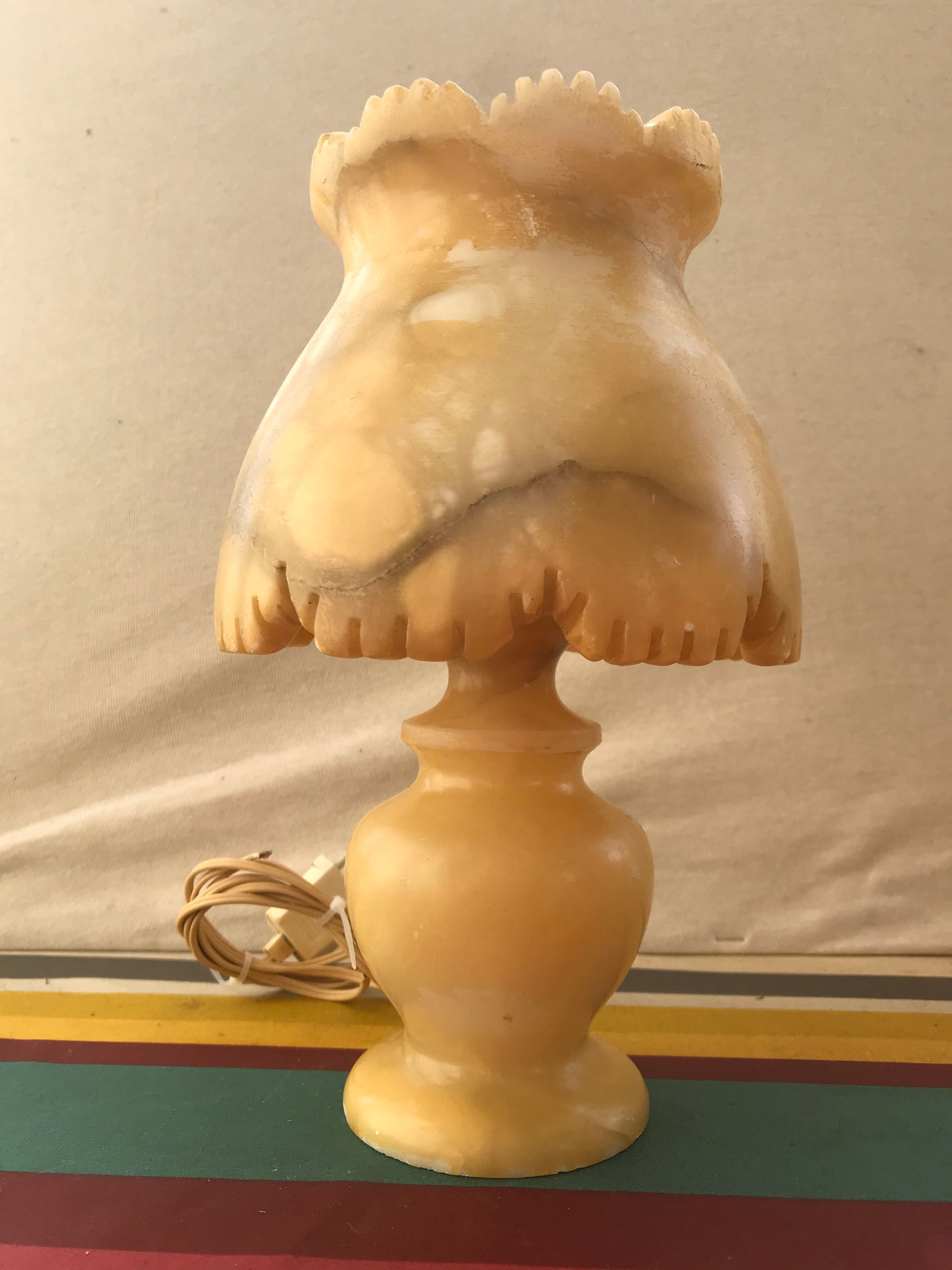 Pair of Ancient Lamp Alabaster Vintage Luminaire