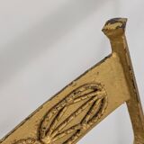 Ensemble de 4 Chaises en Fer Doré et Tissu Fleuri, Espagne, 1980s