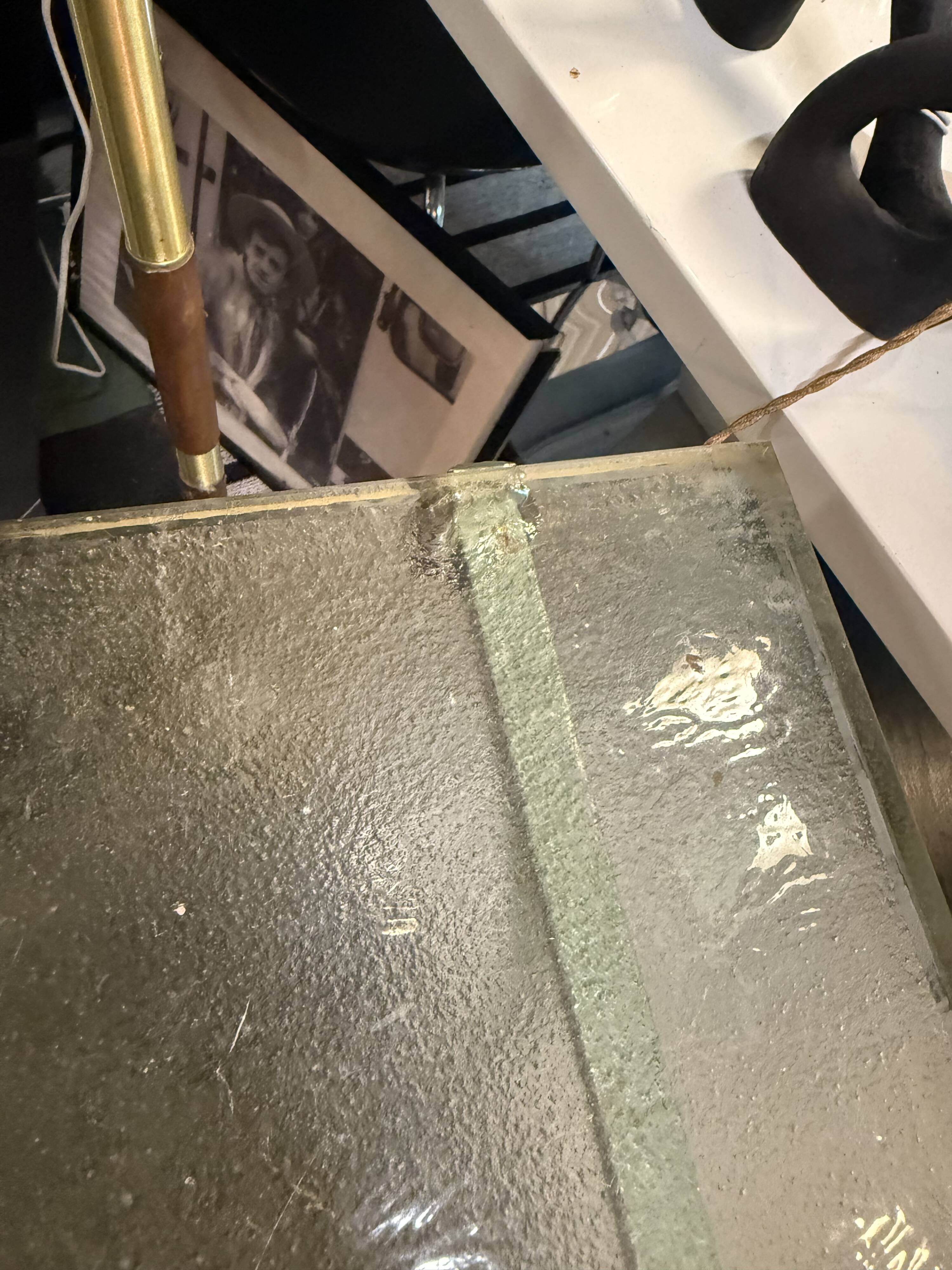 Metal table with glass top