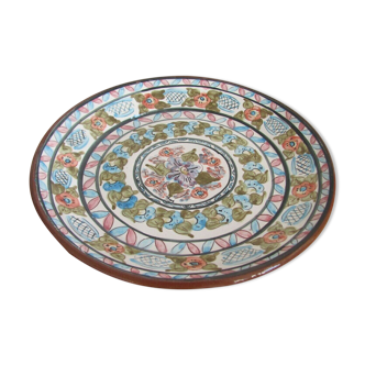 Ceramic dish decorated with pastel blues and pinks