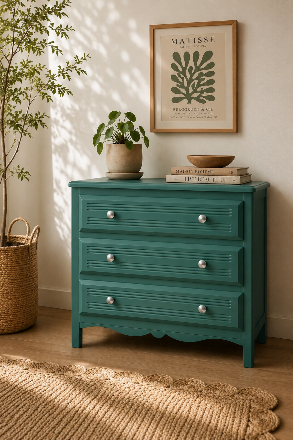 Art Deco emerald green chest of drawers