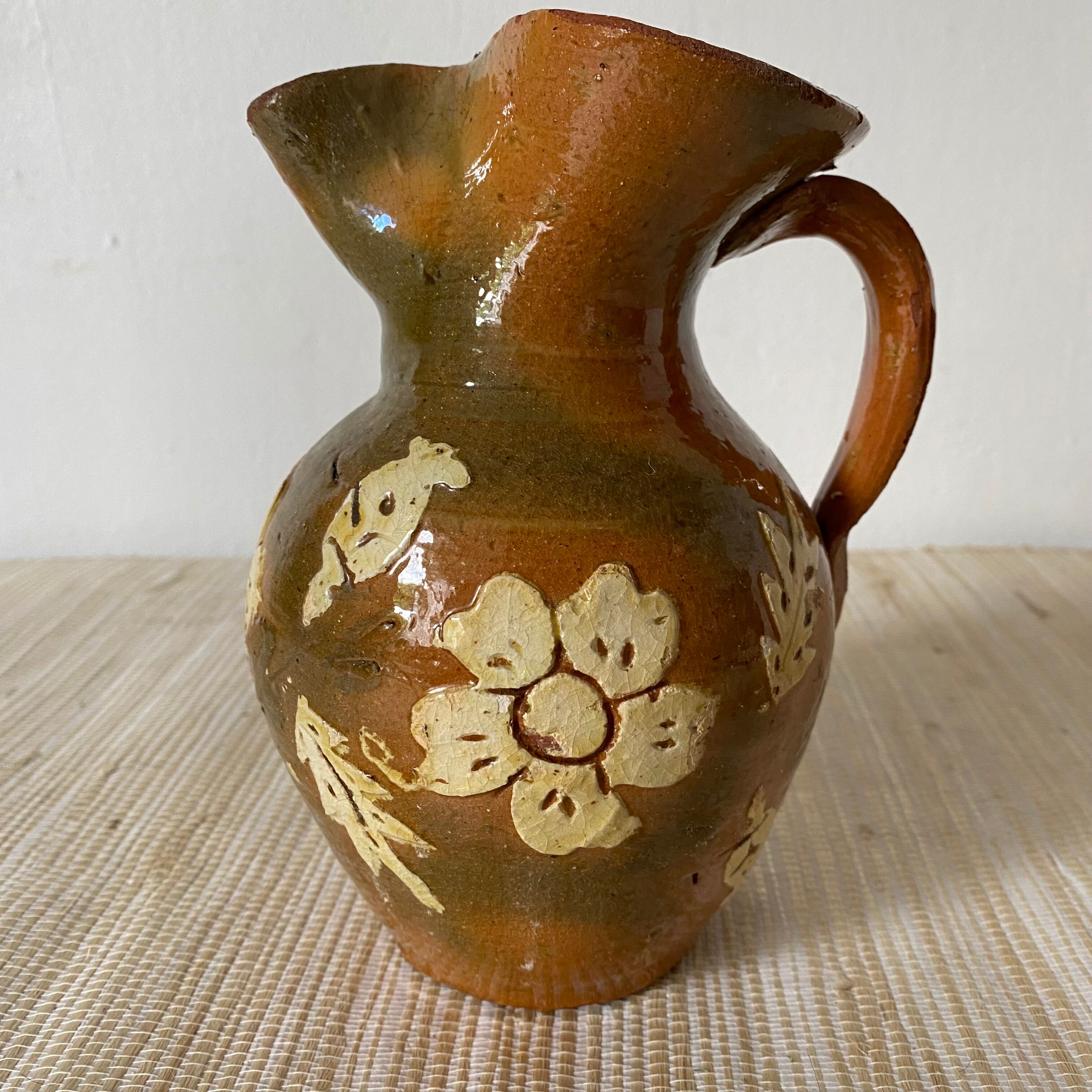 Pitcher jug, flowered pottery
