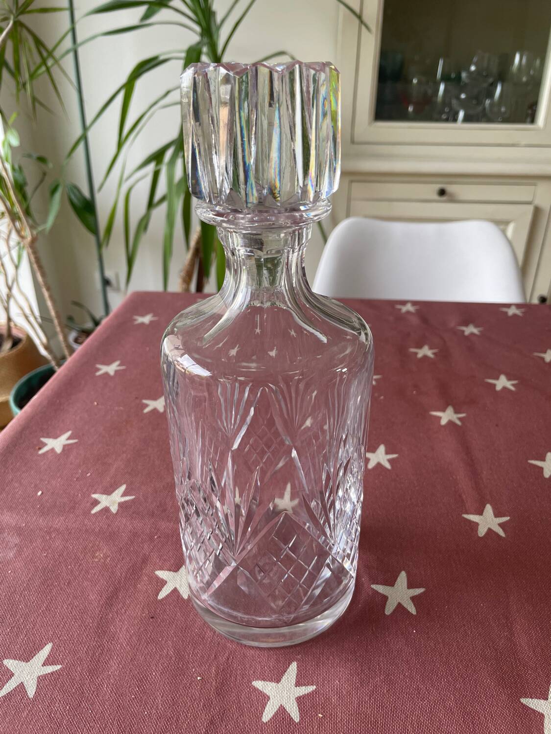 Cut crystal bottle – Cristallerie Lorraine – original stopper