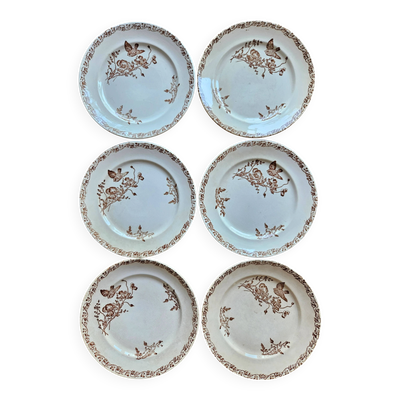 Assiettes plates en terre de fer, coquelicots