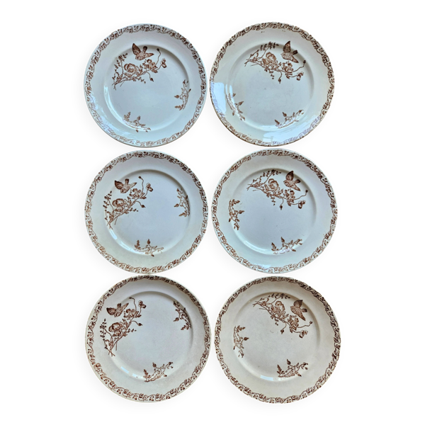 Assiettes plates en terre de fer, coquelicots