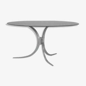 Table basse italienne en chrome et de verre, années 70