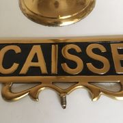 Plaque de caisse de comptoir brasserie de palace en laiton sur pied
