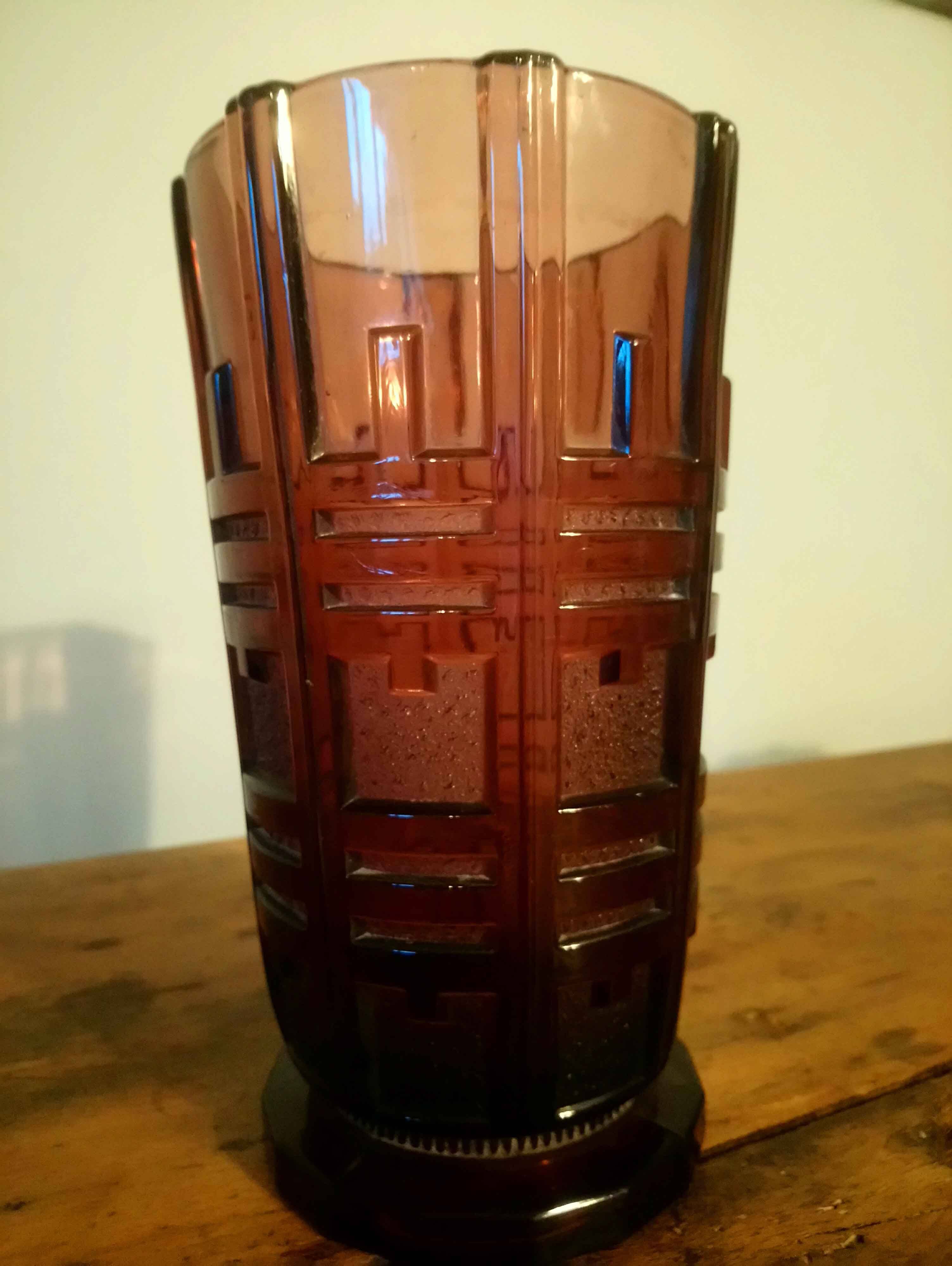 Vase val-saint-lambert en verre collection luxval 1930 art déco