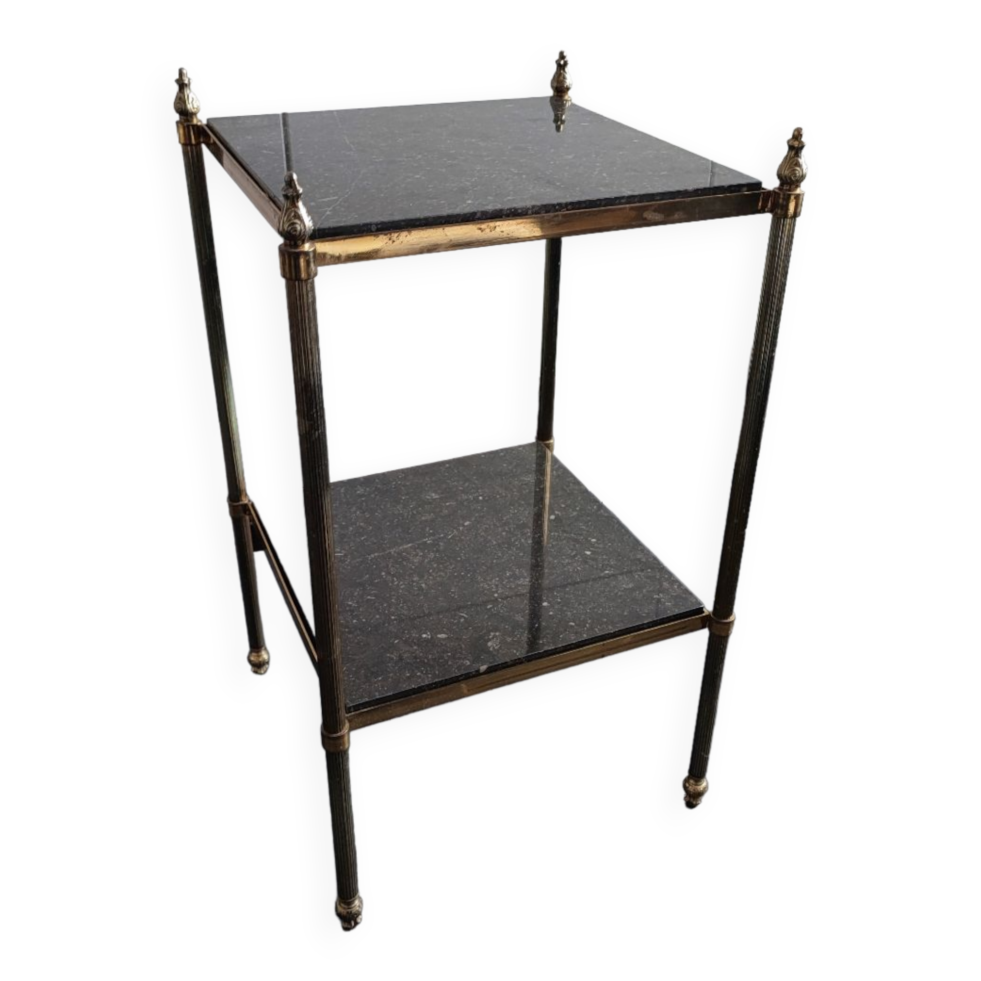 Black marble and brass stool