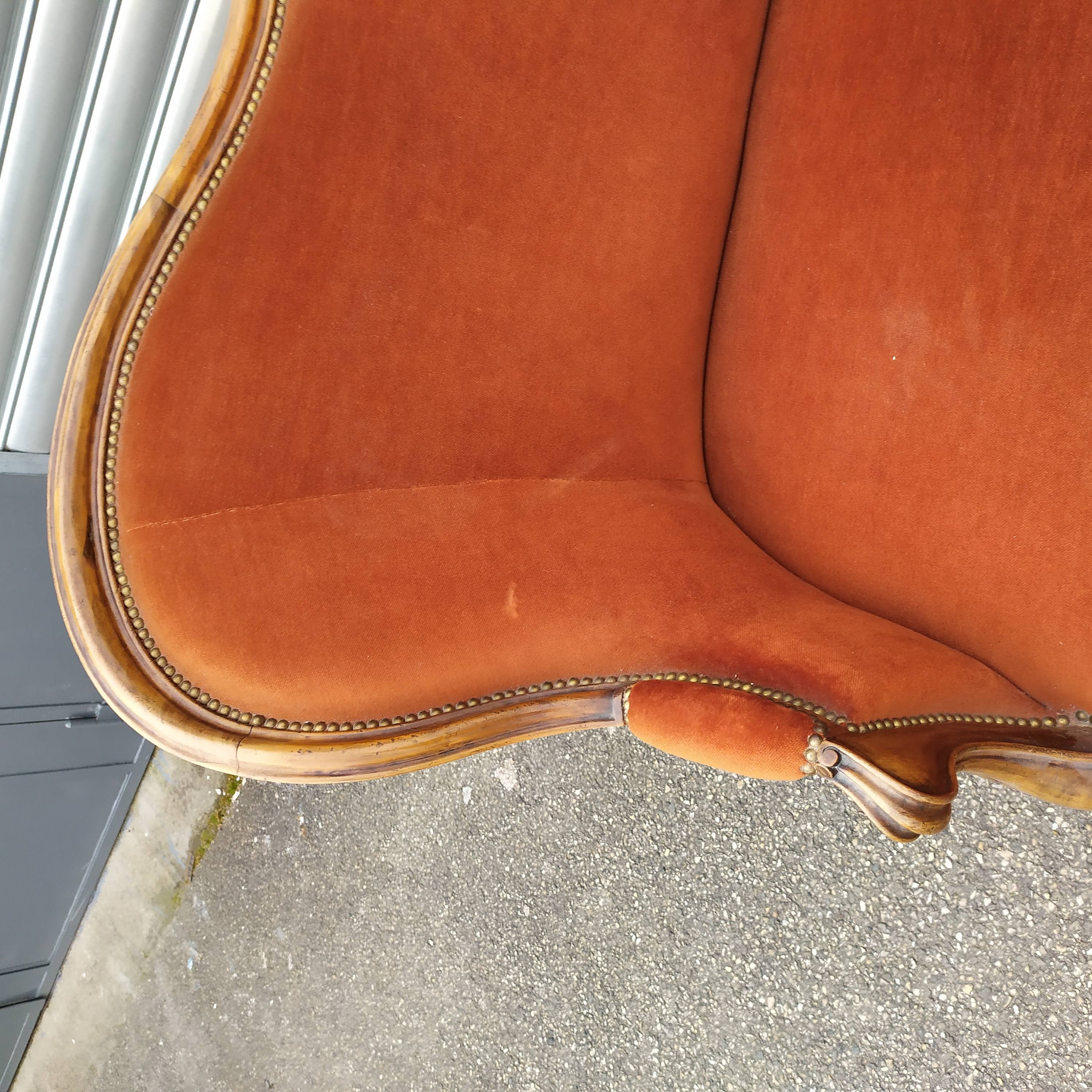 Louis Philippe style velvet bench