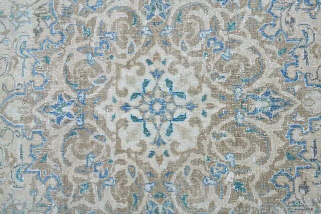 1970s Vintage Persian Handmade Wool Cotton Beige Area Rug 292x396