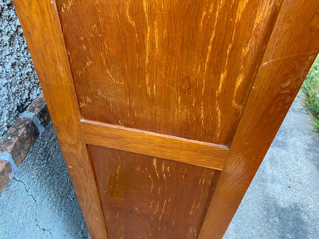 Storage craft cabinet with double oak curtains 1950