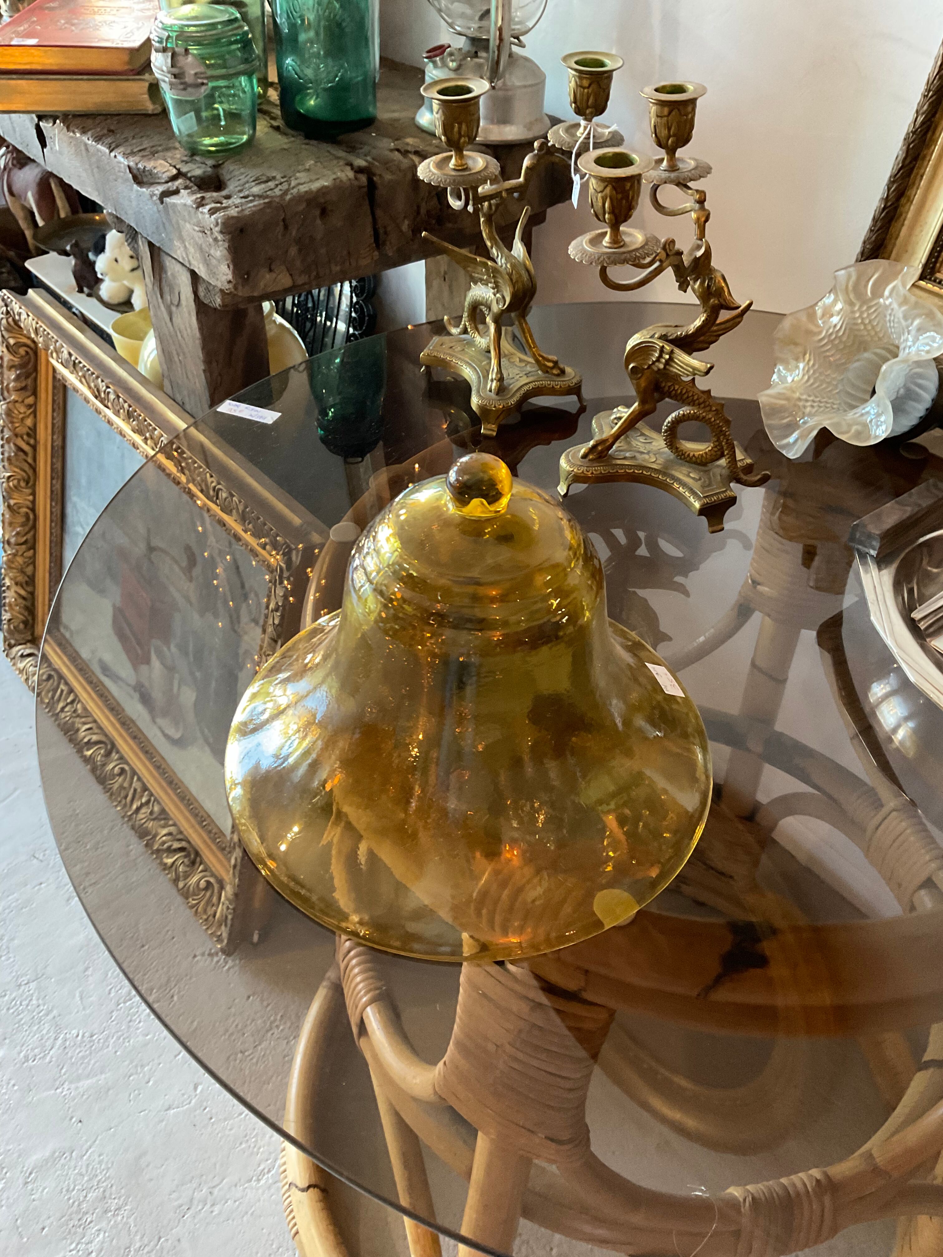 Yellow amber glass bell.old