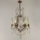 French Bronze and Glass 6 Light Cage Chandelier With Assorted Crystals 5518