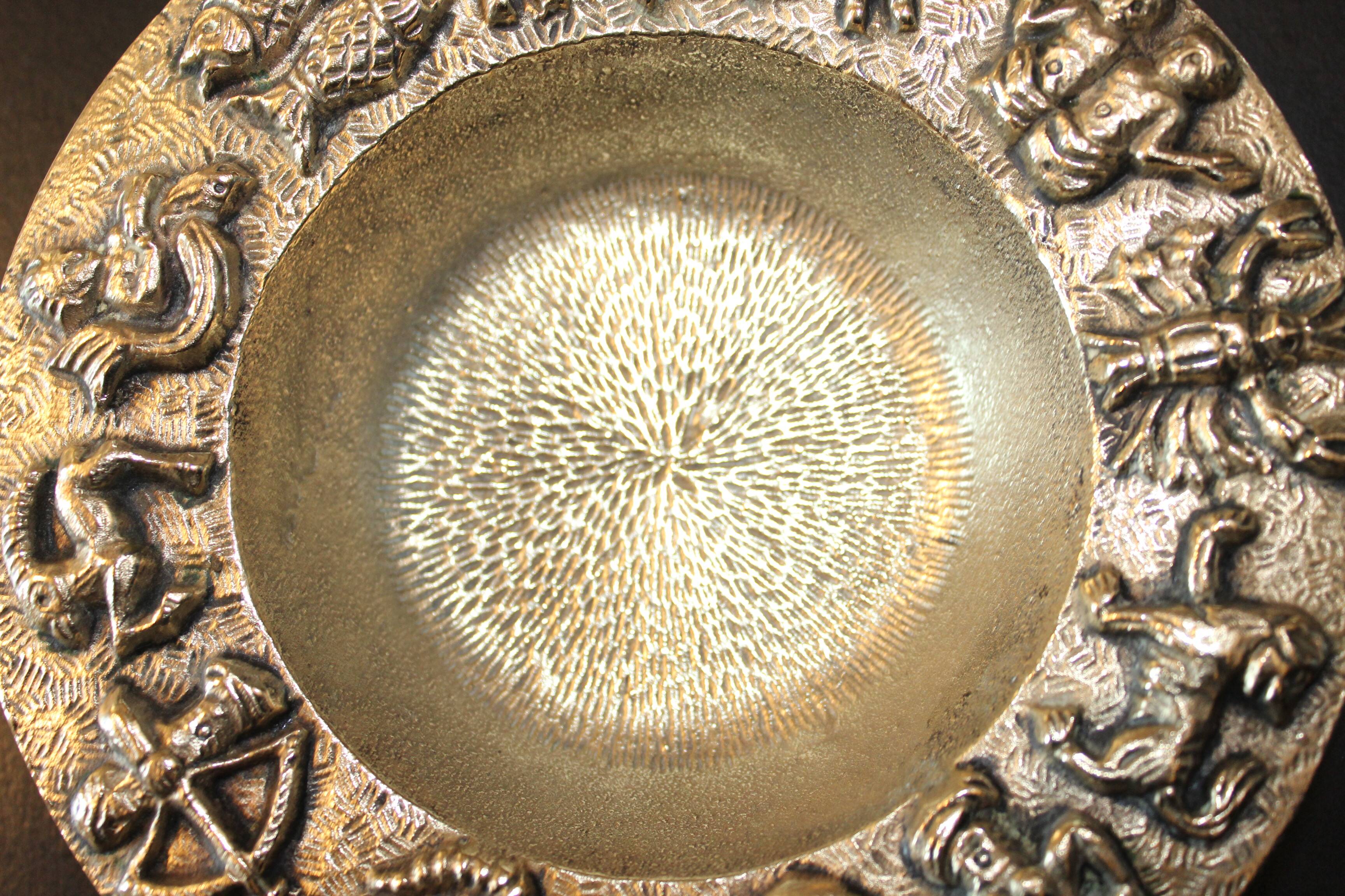 Bronze zodiac ashtray and pocket tray