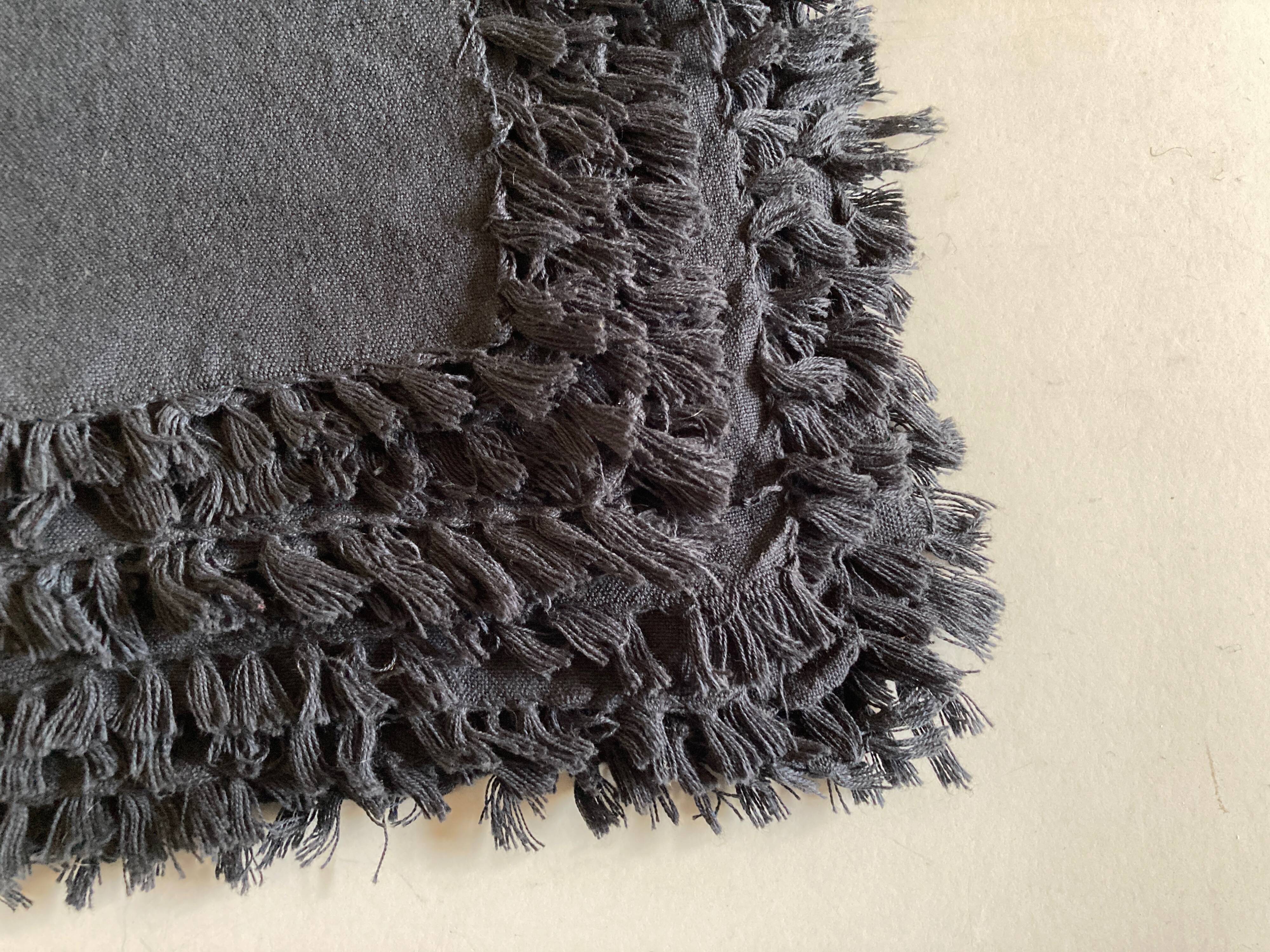 Set of 4 1960 Riviera towels in canvas with knotted fringes