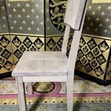 Suite of 4 brutalist chairs in solid oak 1950