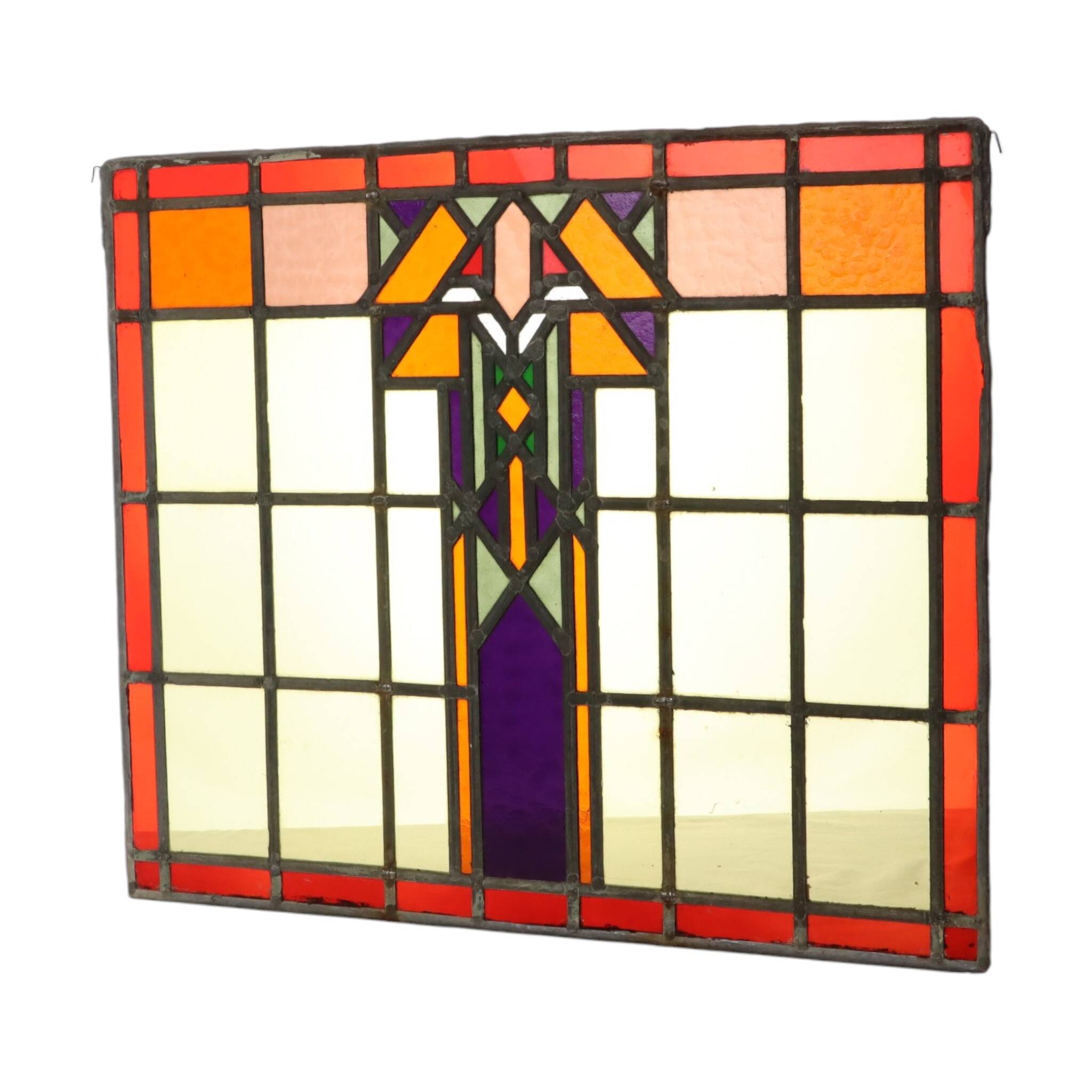 Colorful Amsterdam School Stained Glass Window – Art Deco