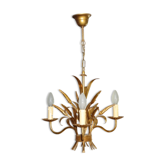 Lustre trois lumières au décor d'épis de blé et feuillage
