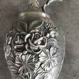 Ewer, Mauro Manetti art foundry, floral embossed decoration and bird's head handle