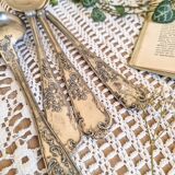 6 silver-plated metal soup spoons, 12g, art nouveau