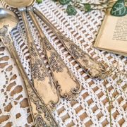 6 silver-plated metal soup spoons, 12g, art nouveau
