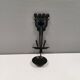 Vintage wall candle holder in wrought iron and hard pressed blue glass.