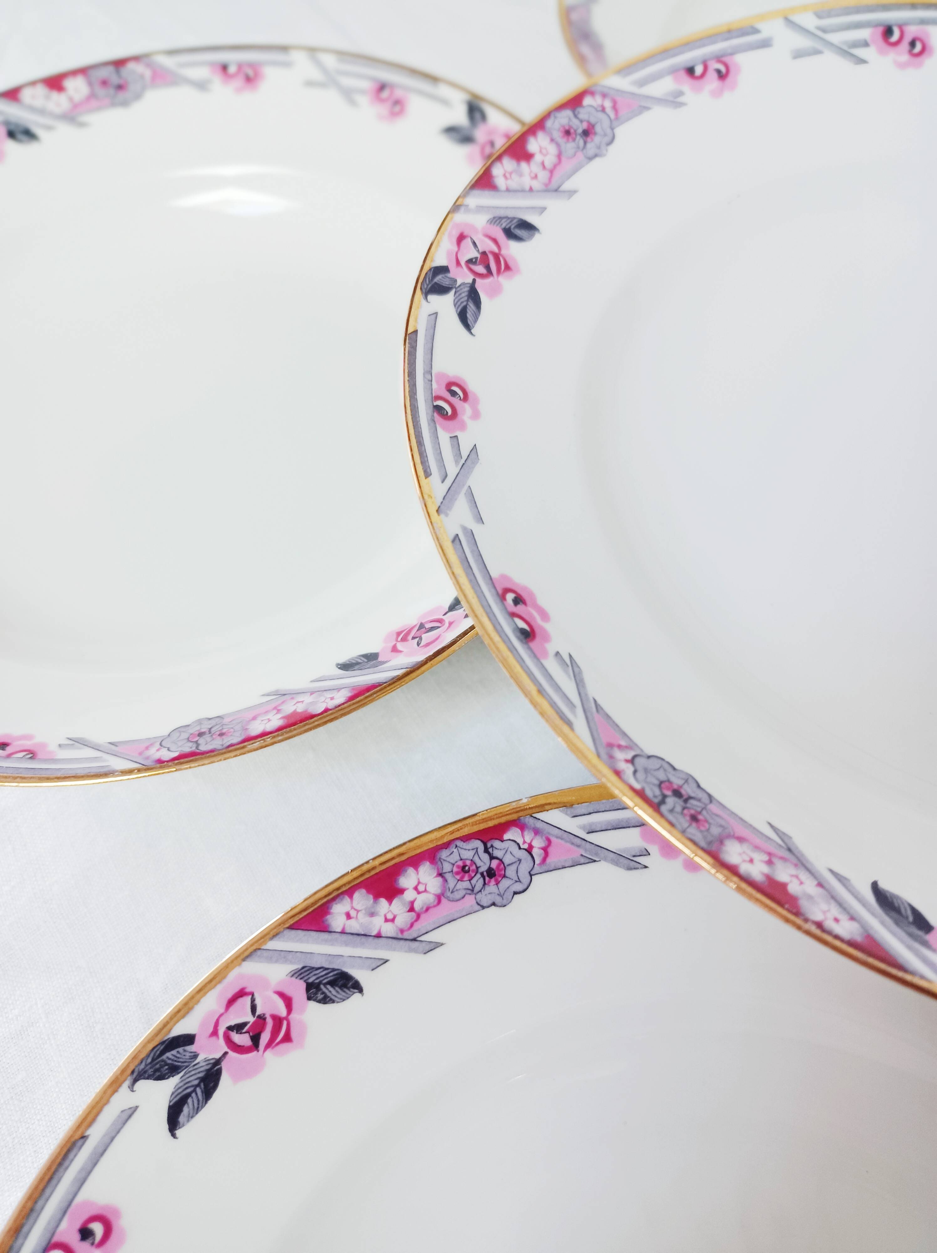 Set of 5 deep plates in Limoges porcelain Bhl