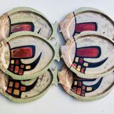 Set of 6 Vallauris flat plates in glazed ceramic