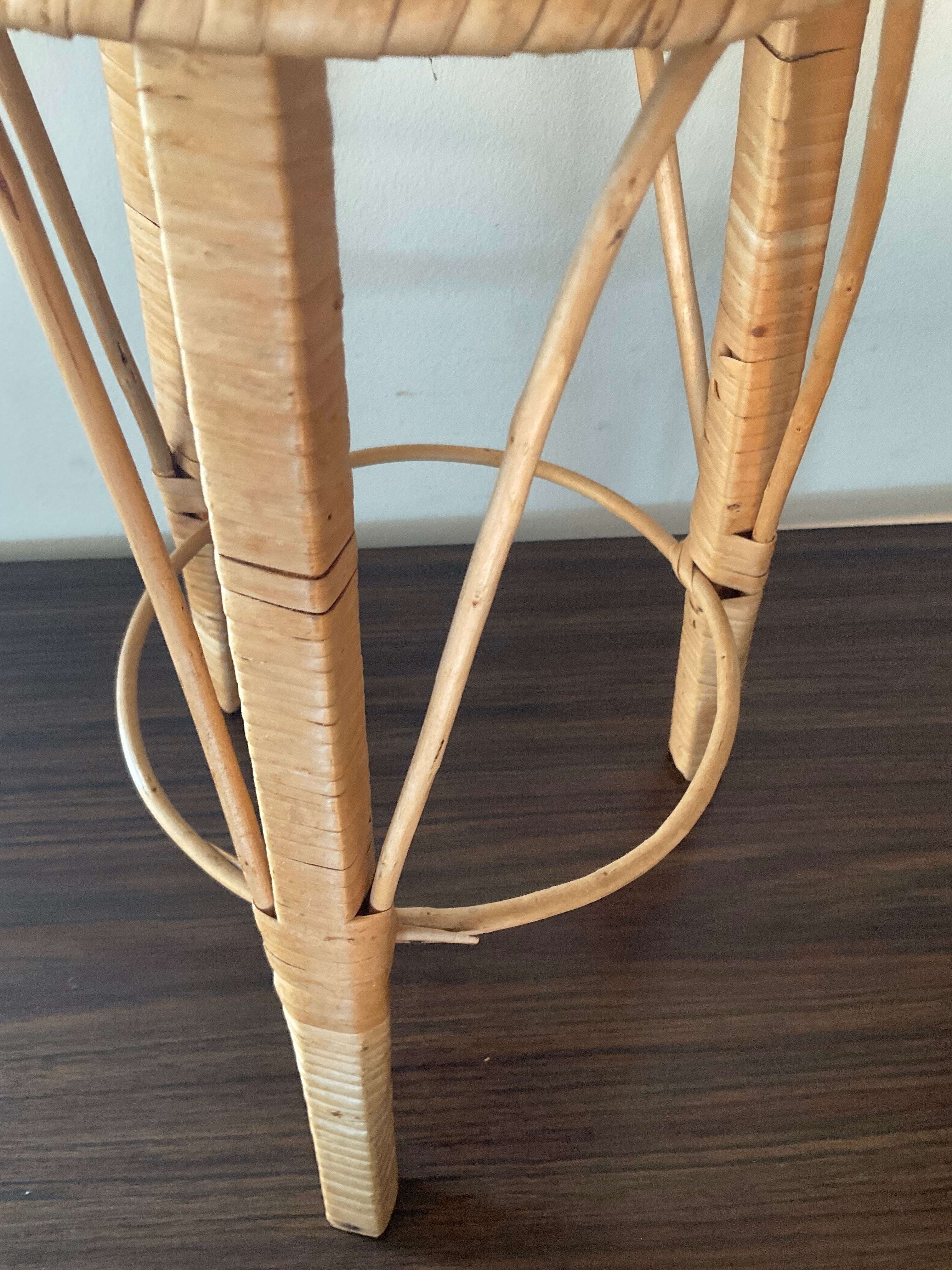 Vintage rattan and wicker plant holder