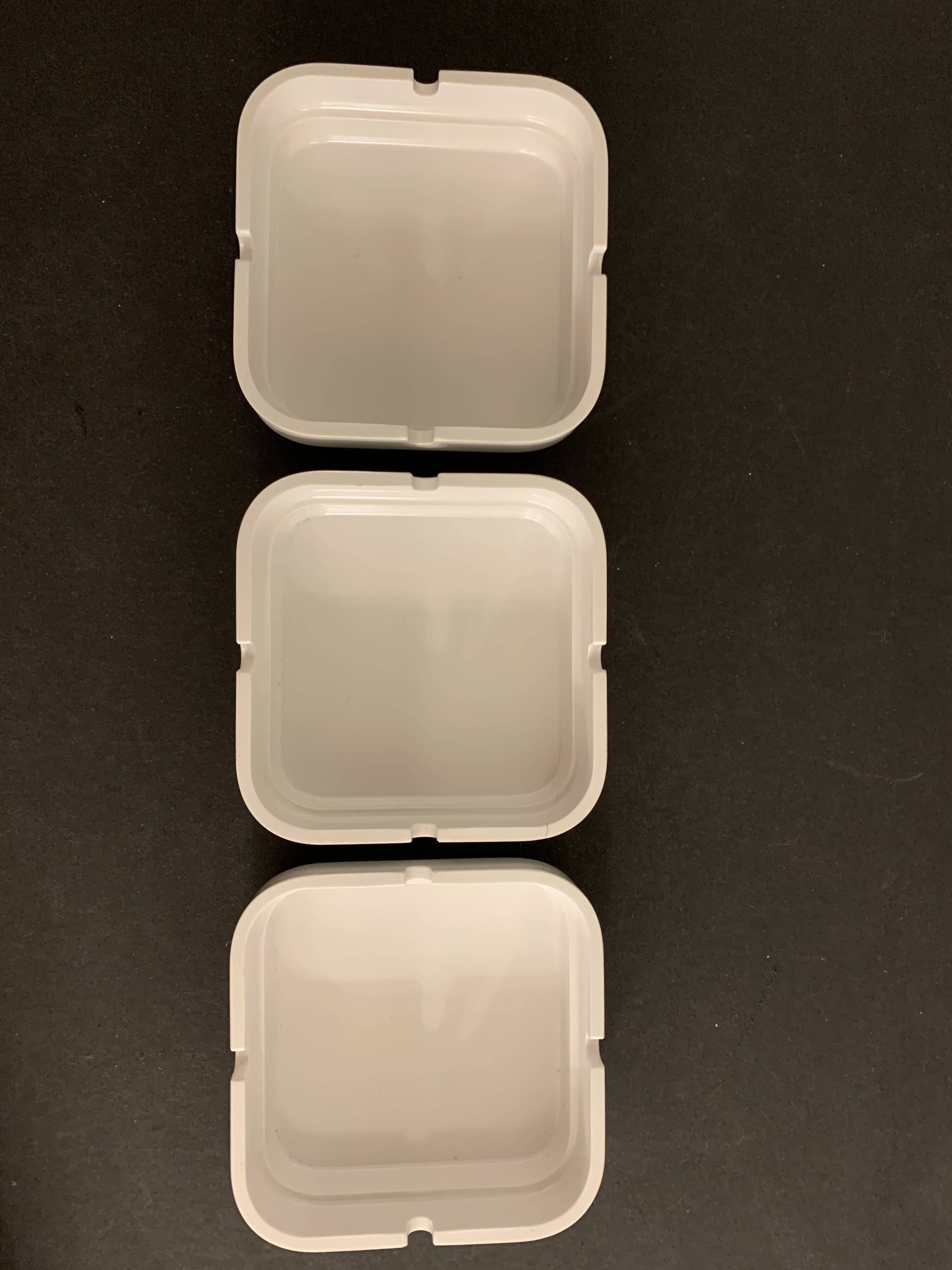 Walter Zeischegg's set of 3 white ashtrays for Helit 1970