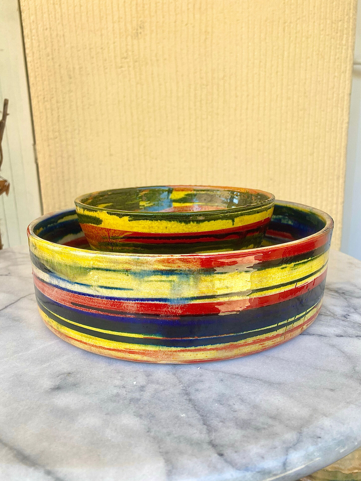 Large glazed terracotta centrepiece signed