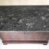 Commode XIXe Louis Philippe marbre sainte anne et noyer
