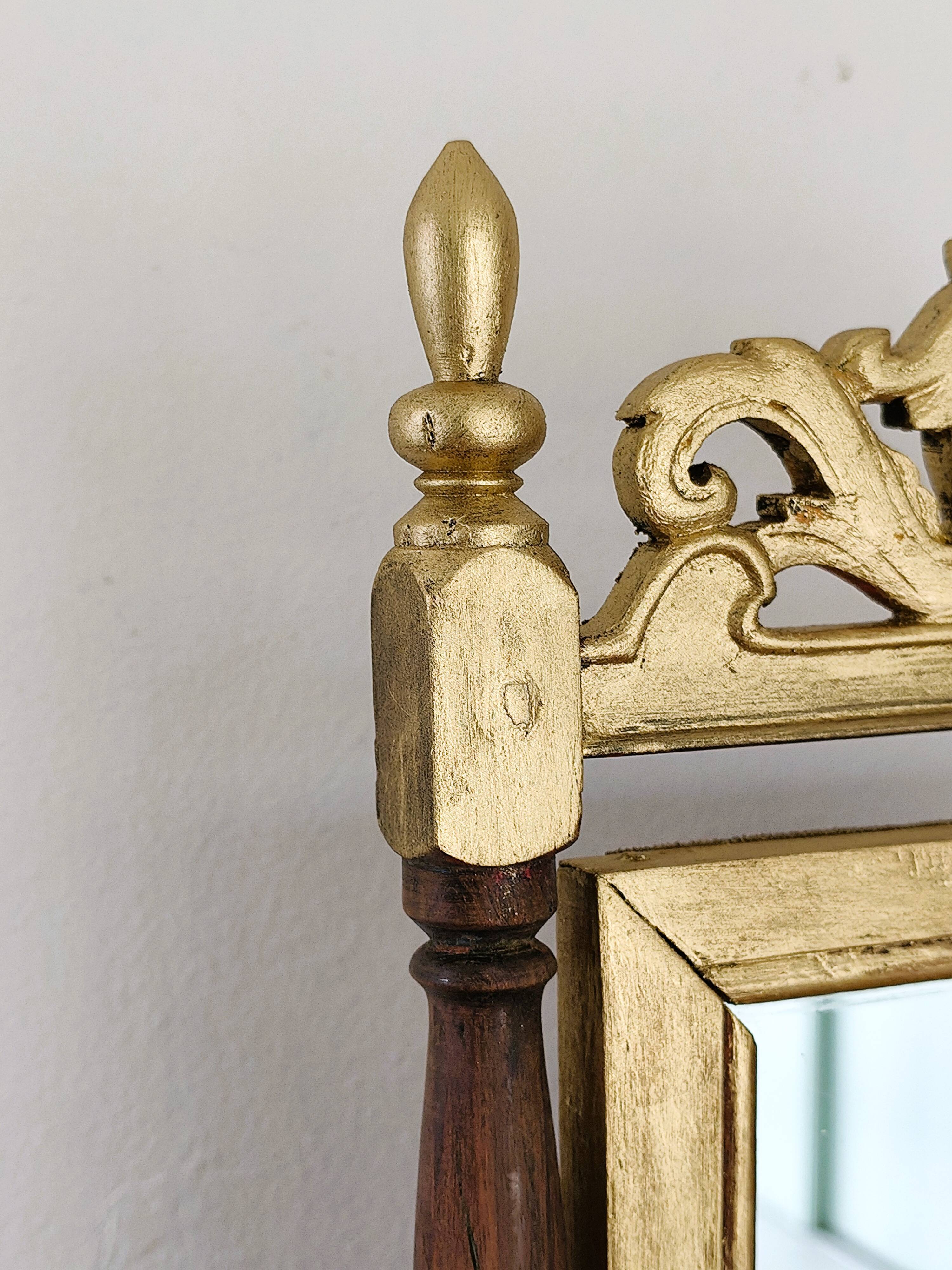 Antique wooden cheval mirror