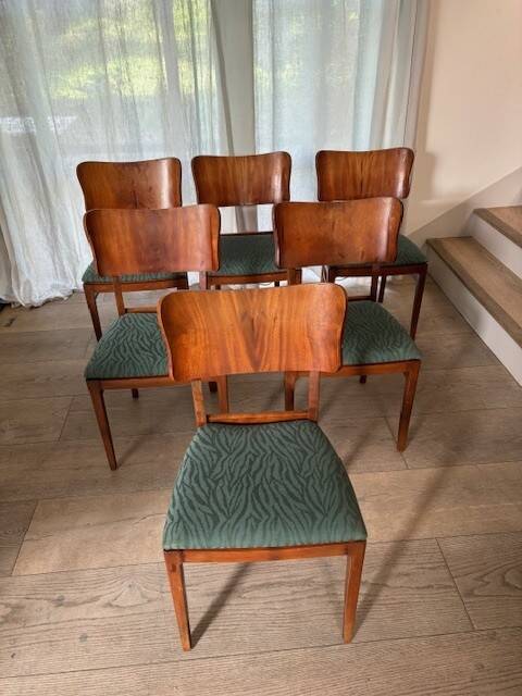 6 beech and teak chairs - Denmark 1940s