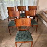 6 beech and teak chairs - Denmark 1940s