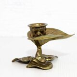 Brass leaf candle holder